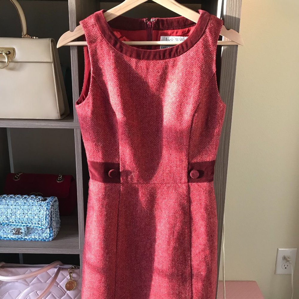 LIKE NEW! Jack Wills red wool tweed dress